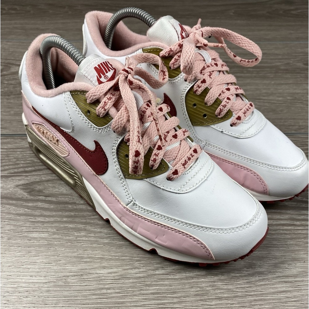 Nike Air Max 90 Valentine White Pink Red Womens 8.5 Youth 7Y 312153-163